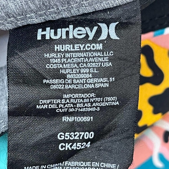 Hurley Phantom Swim Trunk Mens 32 Multicolor Animal Print Drawstring Waist - Picture 10 of 12